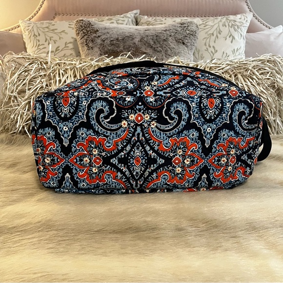 VERA BRADLEY Marrakech 2015 Weekender Trolly Bag Navy Orange Travel Quilted - Picture 11 of 14